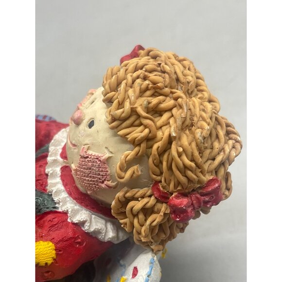 Christmas Ángel Raggedy Ann Stocking Hanger red green patch stars wings READ - Picture 4 of 8